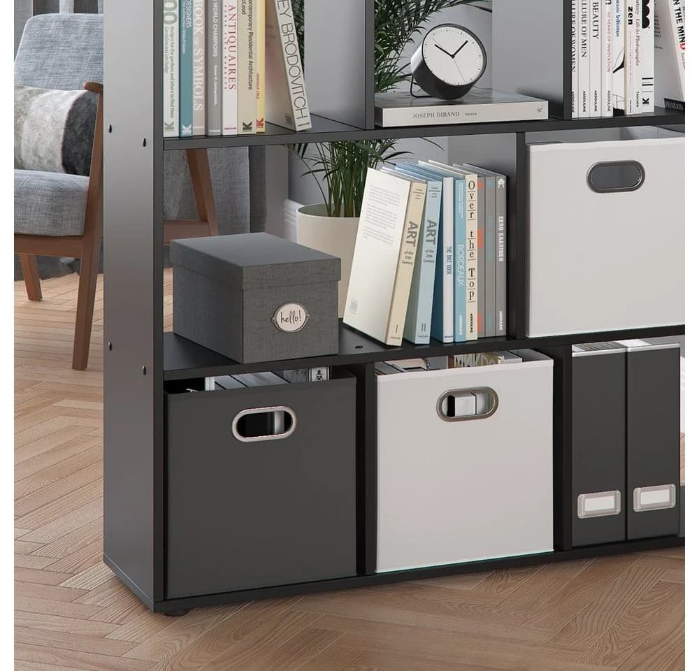Vicco Raumteiler Pilar Schwarz 12 Fächer Bücherregal Standregal - Bild 3
