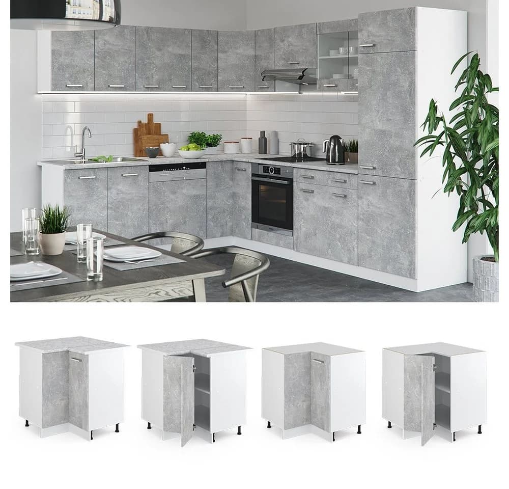 Vicco Eckunterschrank R-Line Beton/Weiß - Bild 3