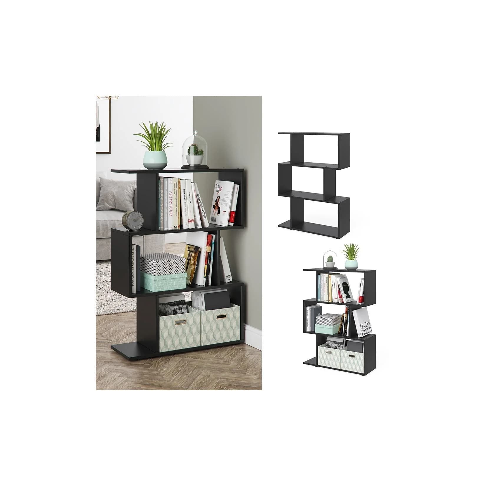 VICCO Raumteiler LEVIO Schwarz - 3-fach Regal als Raumteiler