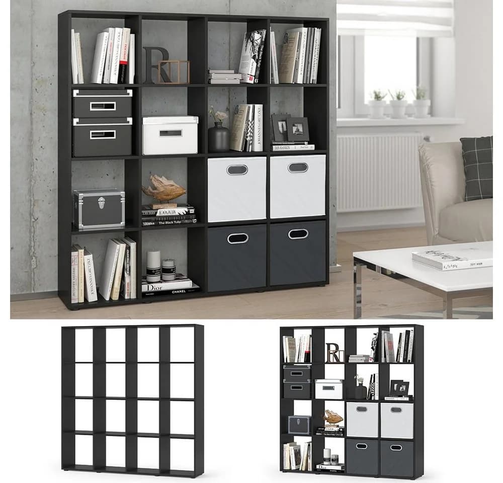 Vicco Raumteiler KARREE 16 Fächer Schwarz - Bild 4