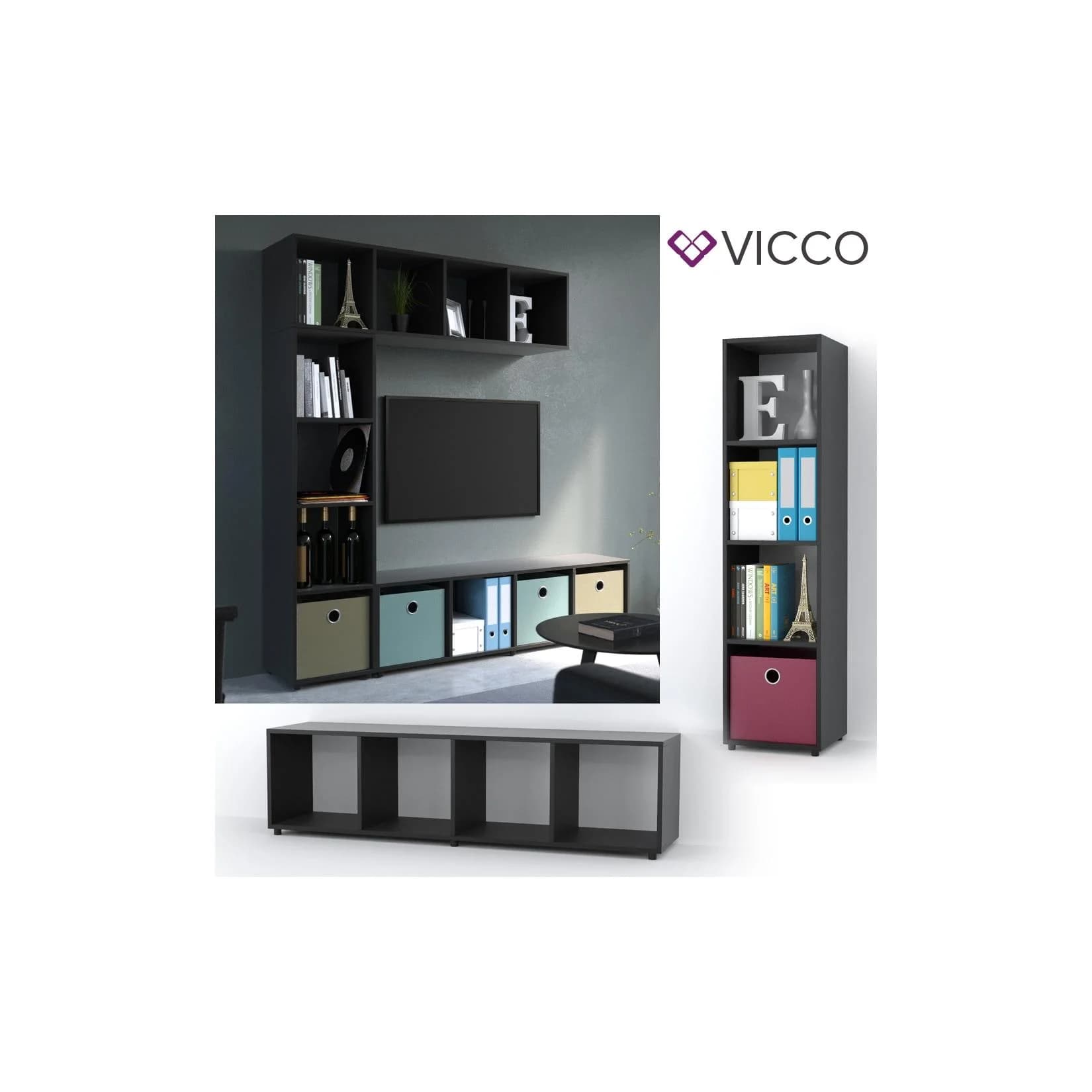 Vicco Raumteiler 4 Fächer Schwarz Modernes Standregal