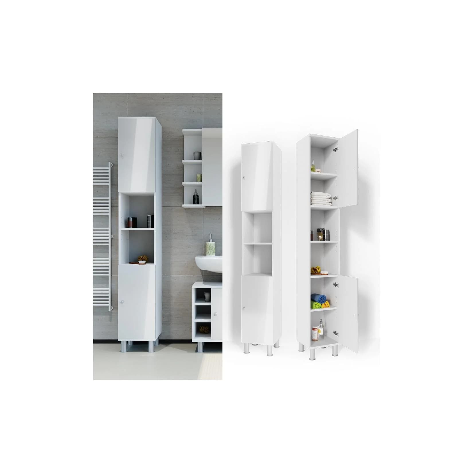 VICCO Badschrank Fynn Weiß Hochglanz Hochschrank