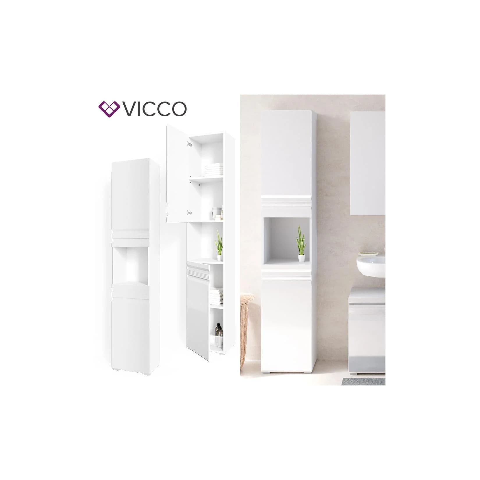 Vicco Hochschrank Fredd Weiß Hochglanz Badschrank