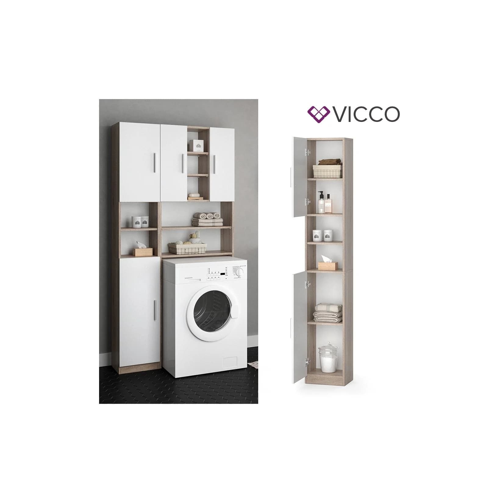 VICCO Anstellschrank LUIS Badschrank Sonoma Weiß