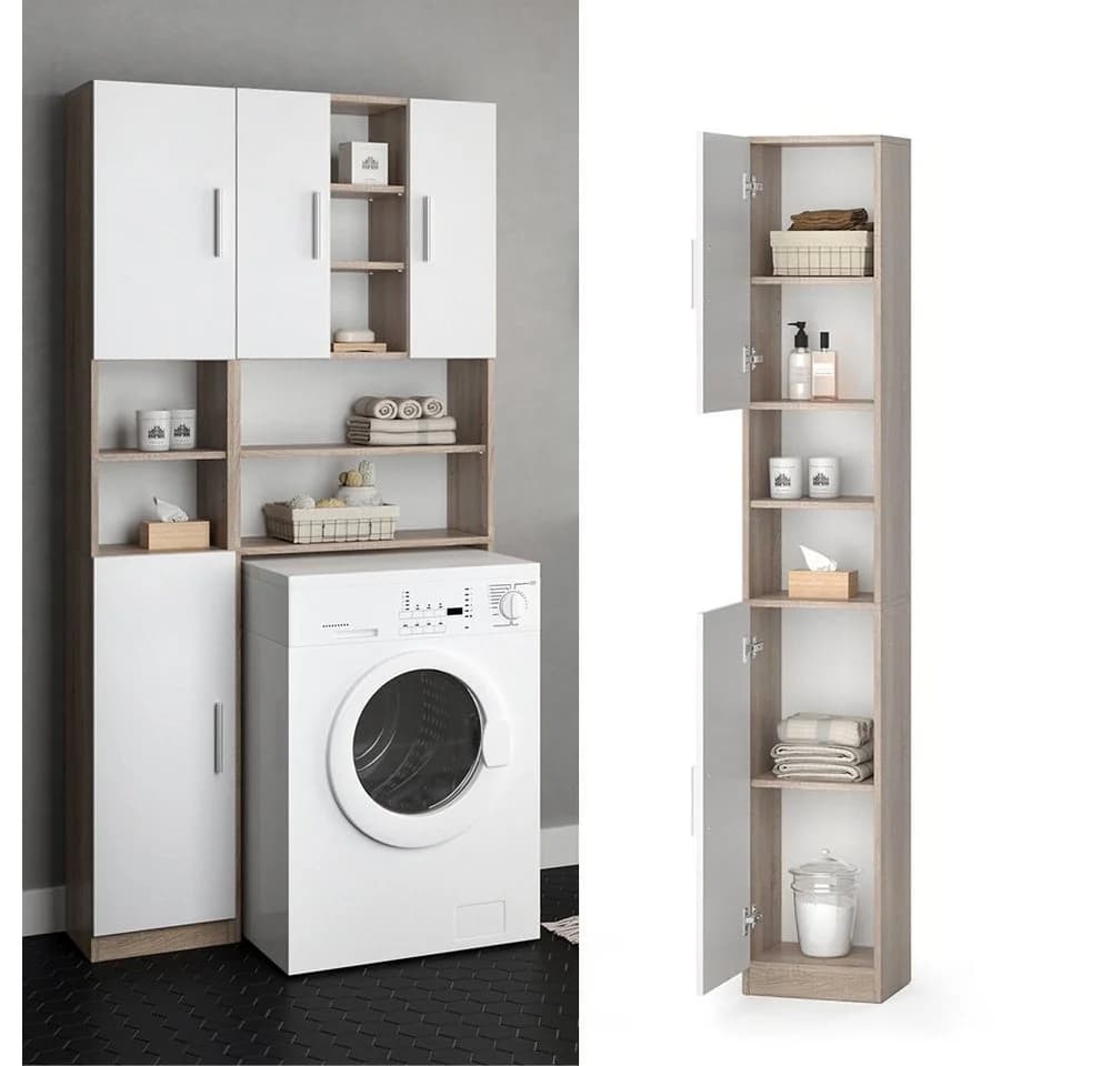 VICCO Anstellschrank LUIS Badschrank Sonoma Weiß - Bild 2