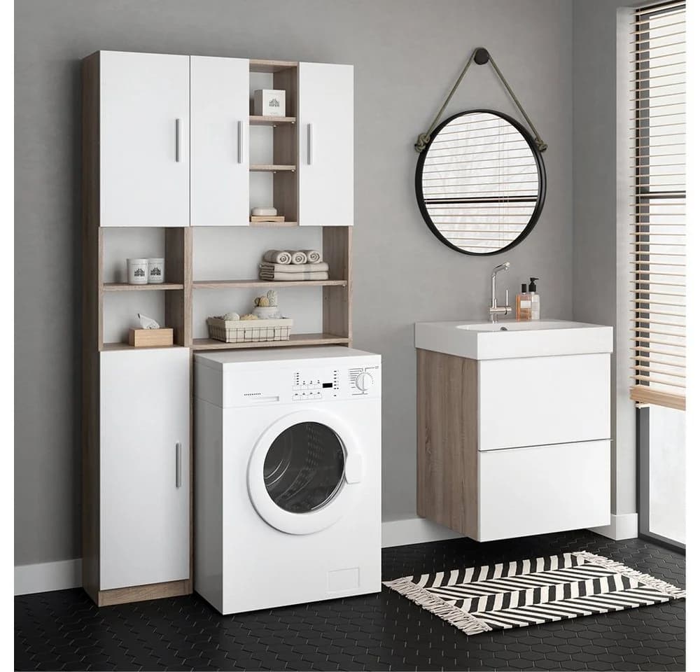 VICCO Anstellschrank LUIS Badschrank Sonoma Weiß - Bild 5
