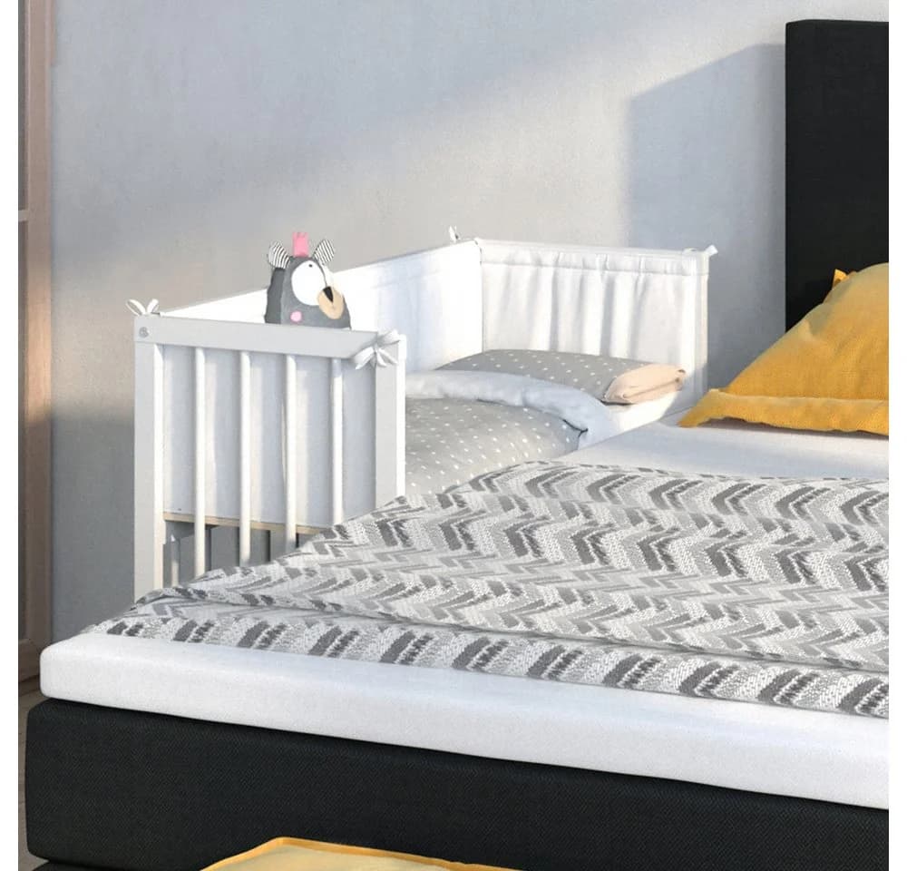 VitaliSpa® Beistellbett Sophie Weiß Höhenverstellbar mit Seitenschiene - Bild 3