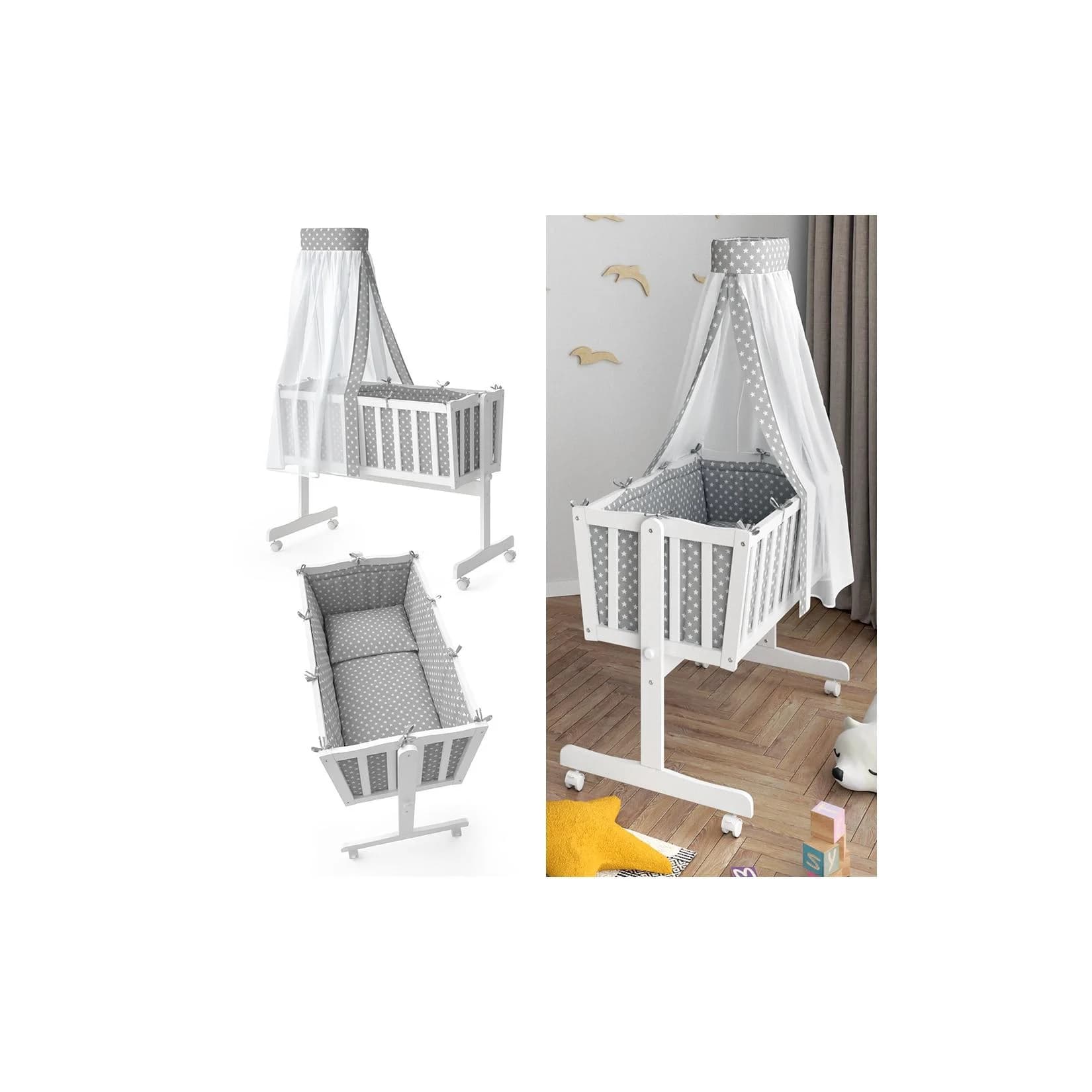 VitaliSpa® Babywiege Noah Weiß mit Schaukelfunktion und Rausfallschutz