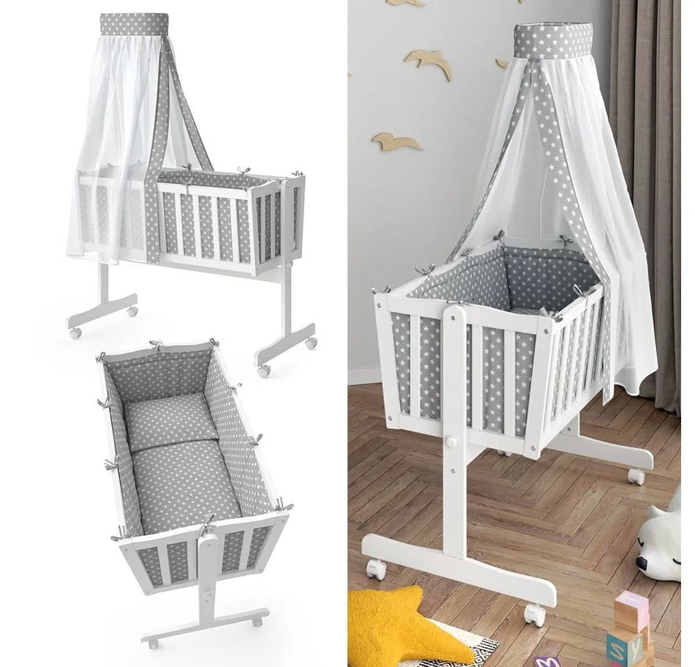 VitaliSpa® Babywiege Noah Weiß mit Schaukelfunktion und Rausfallschutz - Bild 2