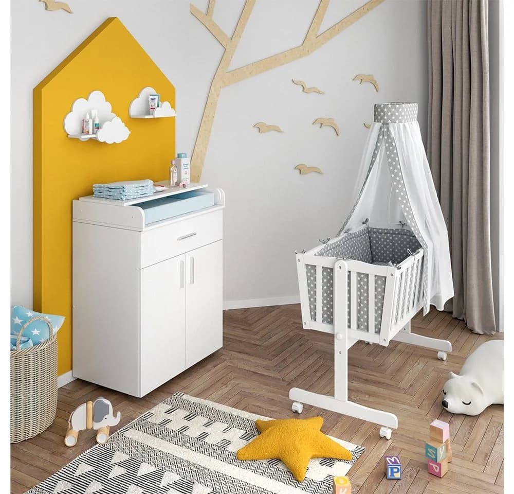 VitaliSpa® Babywiege Noah Weiß mit Schaukelfunktion und Rausfallschutz - Bild 3