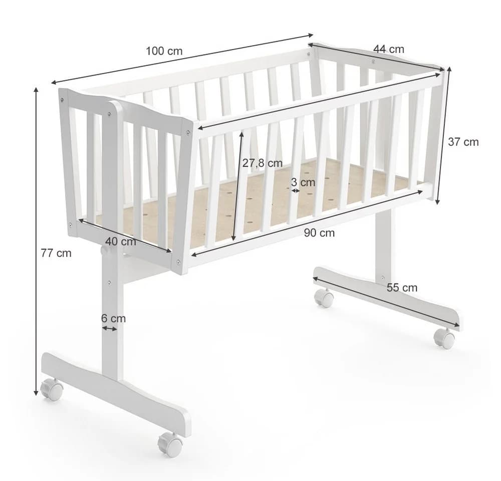 VitaliSpa® Babywiege Noah Weiß mit Schaukelfunktion und Rausfallschutz - Bild 4