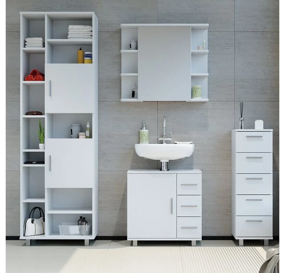 VICCO Waschbeckenunterschrank Ilias Weiß mit 3 Schubladen - Bild 5