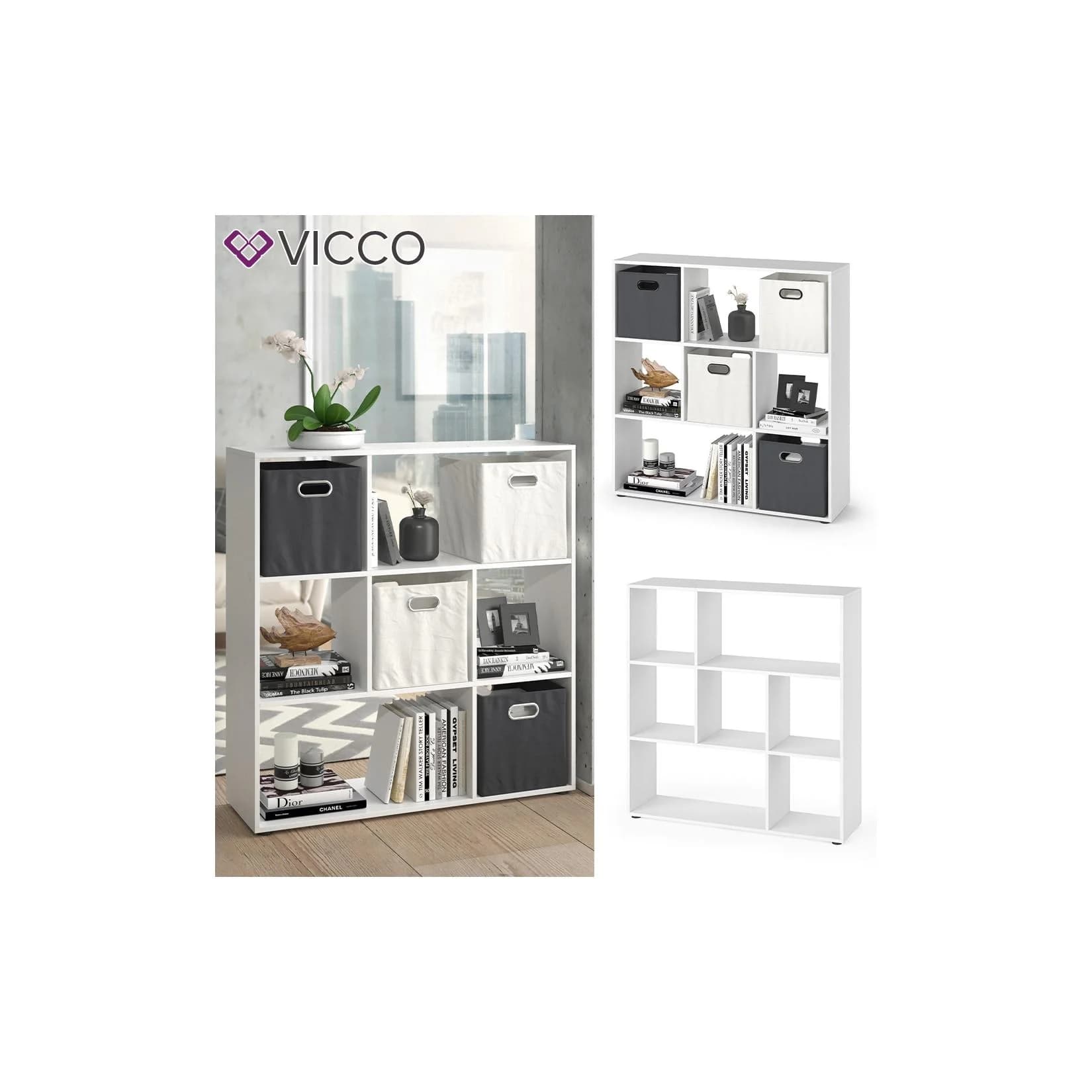 VICCO Raumteiler NOVE 7 Fächer Weiß - Bücherregal Würfelregal Standregal