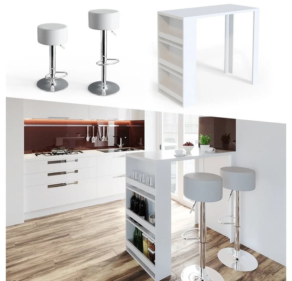 Vicco Bartisch Weiß Moderner Bartresen mit Regal - Bild 3
