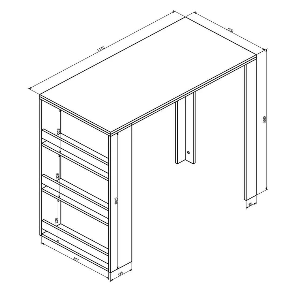 Vicco Bartisch Weiß Anthrazit 3 Fächer Modern - Bild 4