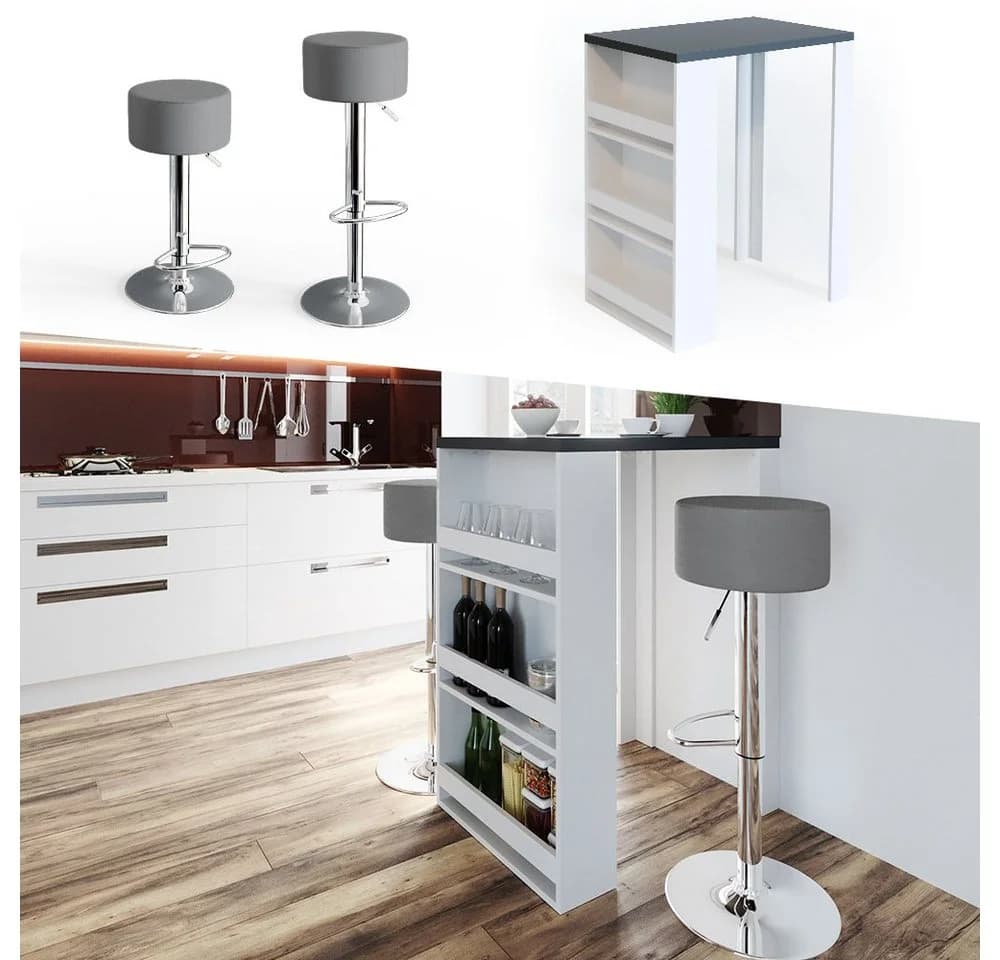 VICCO Bartisch Weiß/Anthrazit mit Stauraum - Bild 4