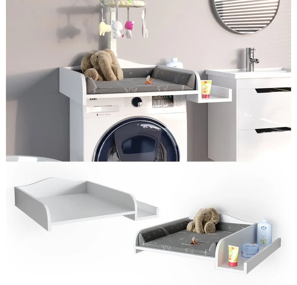 Vicco Wickelaufsatz für Waschmaschine Weiß mit Seitenregal - Bild 2