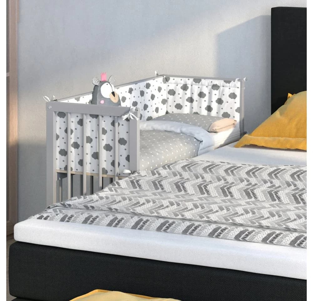 VitaliSpa® Beistellbett Sophie Grau - Höhenverstellbar mit Sicherheitsschutz - Bild 3