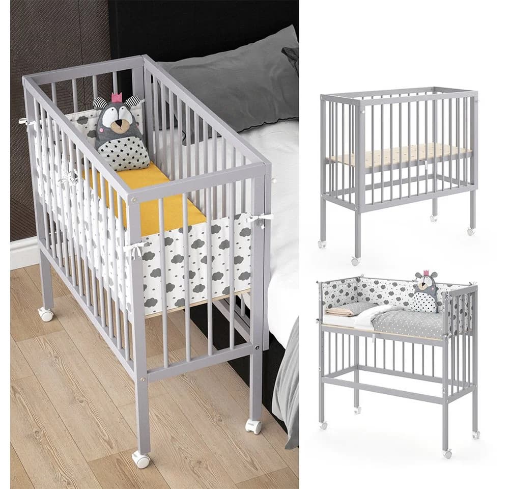 VitaliSpa® Beistellbett Sophie Grau 2 Seitenschienen - Bild 2