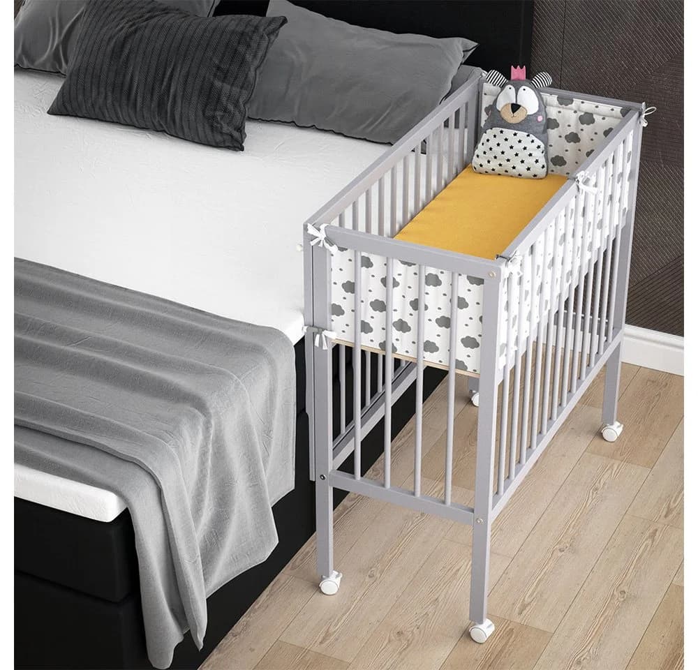 VitaliSpa® Beistellbett Sophie Grau 2 Seitenschienen - Bild 3