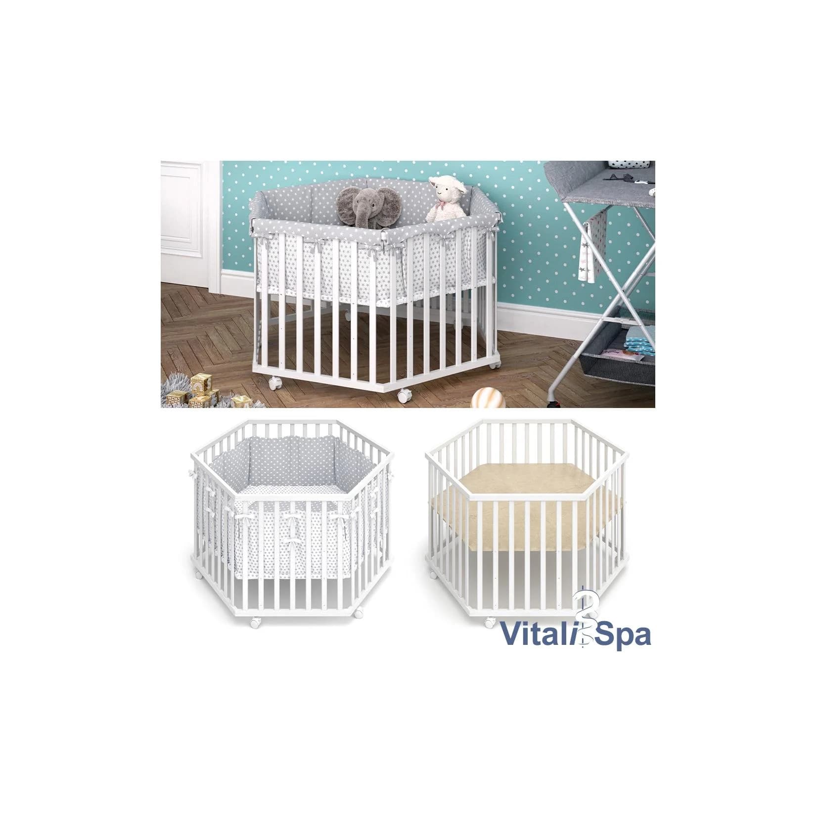 VitaliSpa® Laufgitter Estrella 6-eckig Weiß mit Textileinlage