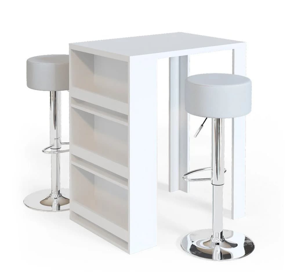 VICCO Bartisch Weiß mit integriertem Regal - Stehtisch für Küche - Bild 2