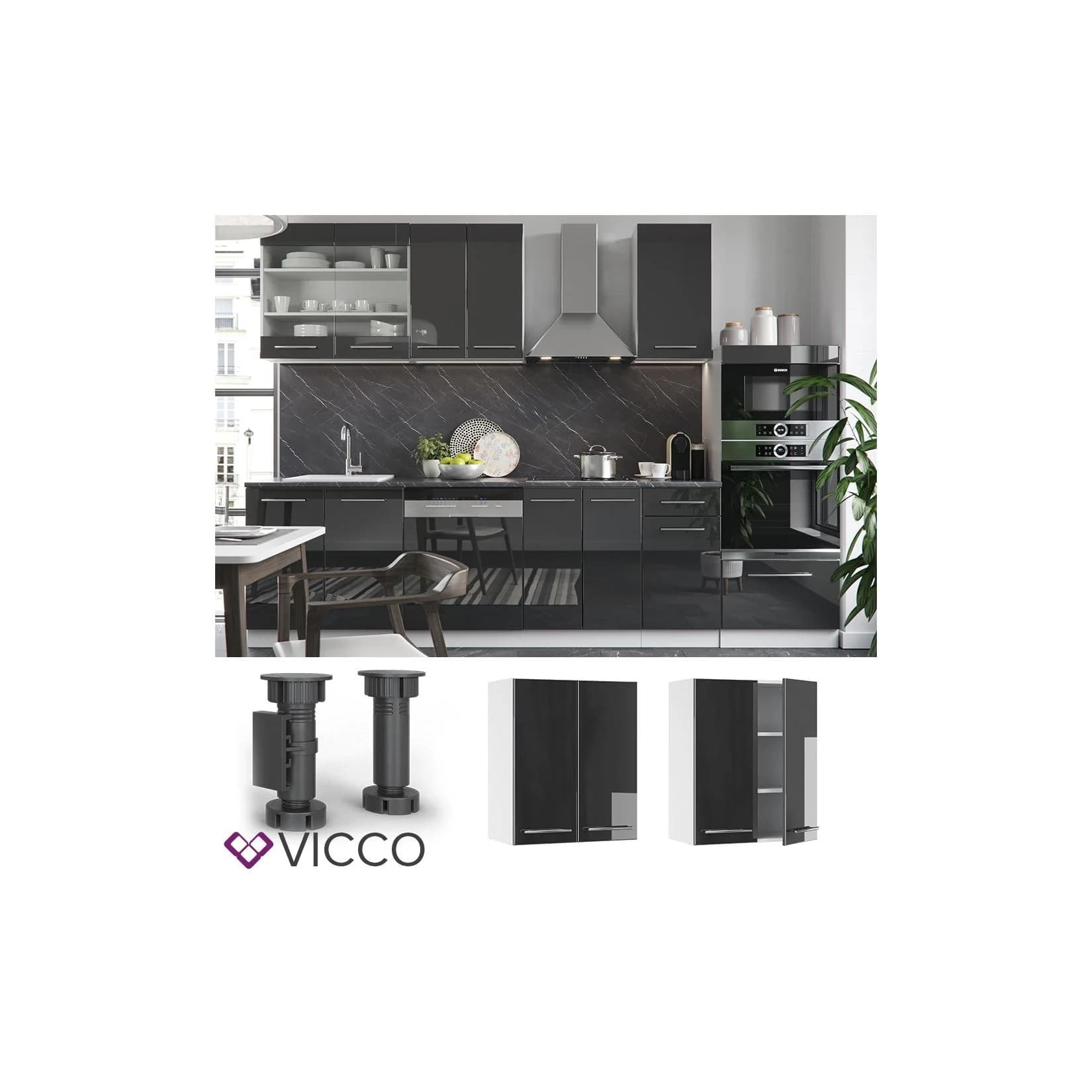 Vicco Hängeschrank Fame-Line Anthrazit Hochglanz/Weiß 60 cm