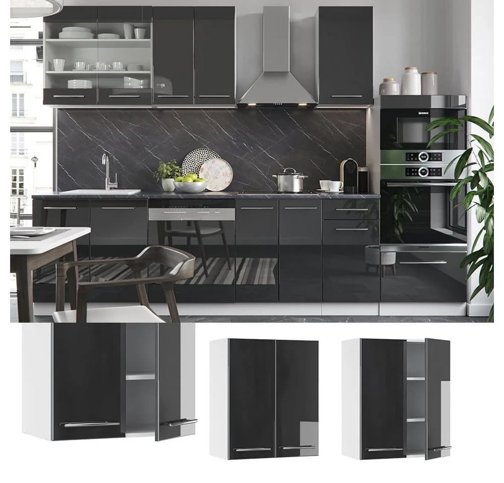 Vicco Hängeschrank Fame-Line Anthrazit Hochglanz/Weiß 60 cm - Bild 2