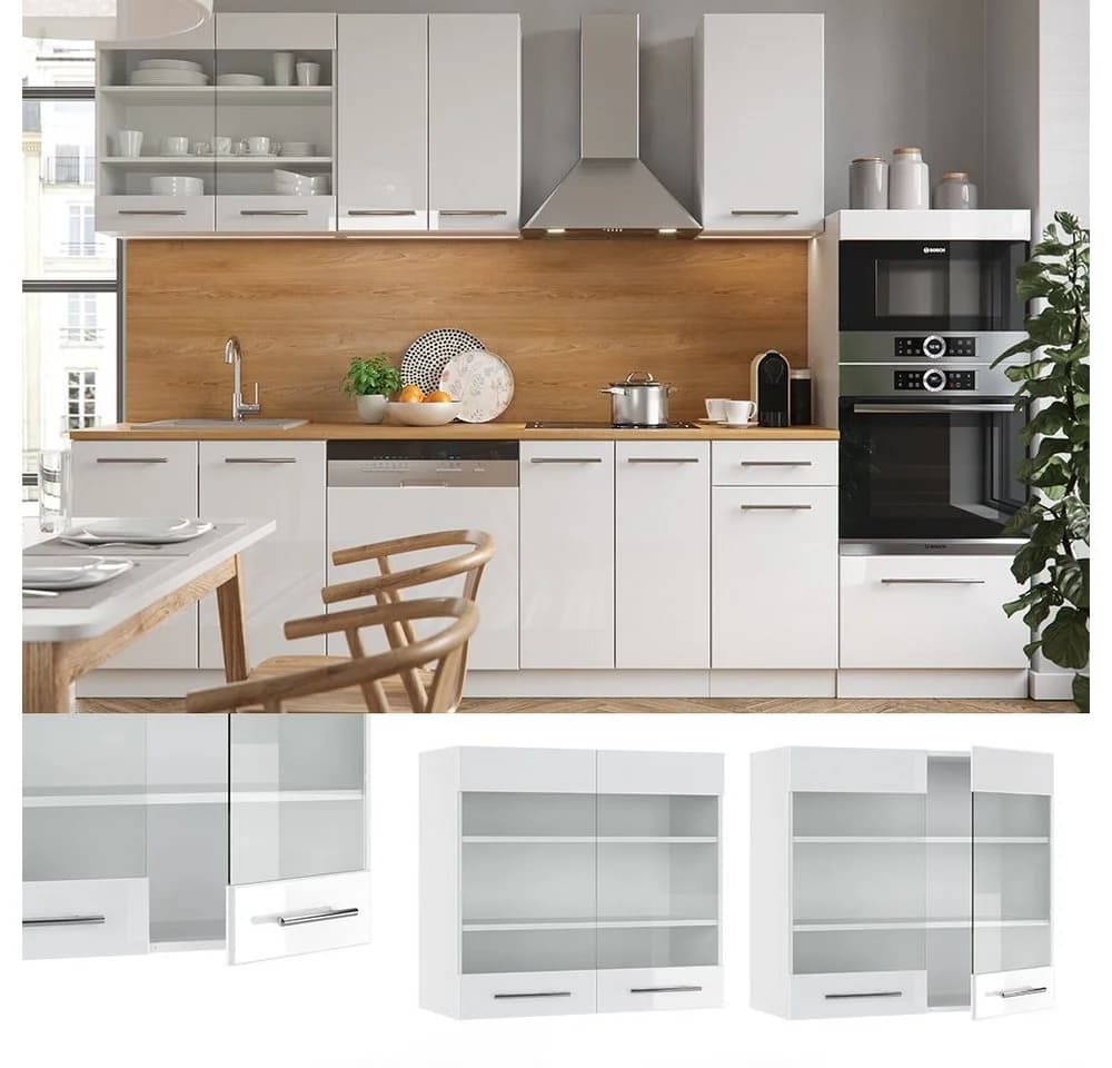 Vicco Glashängeschrank Fame-Line Weiß Hochglanz Glasfront - Bild 2