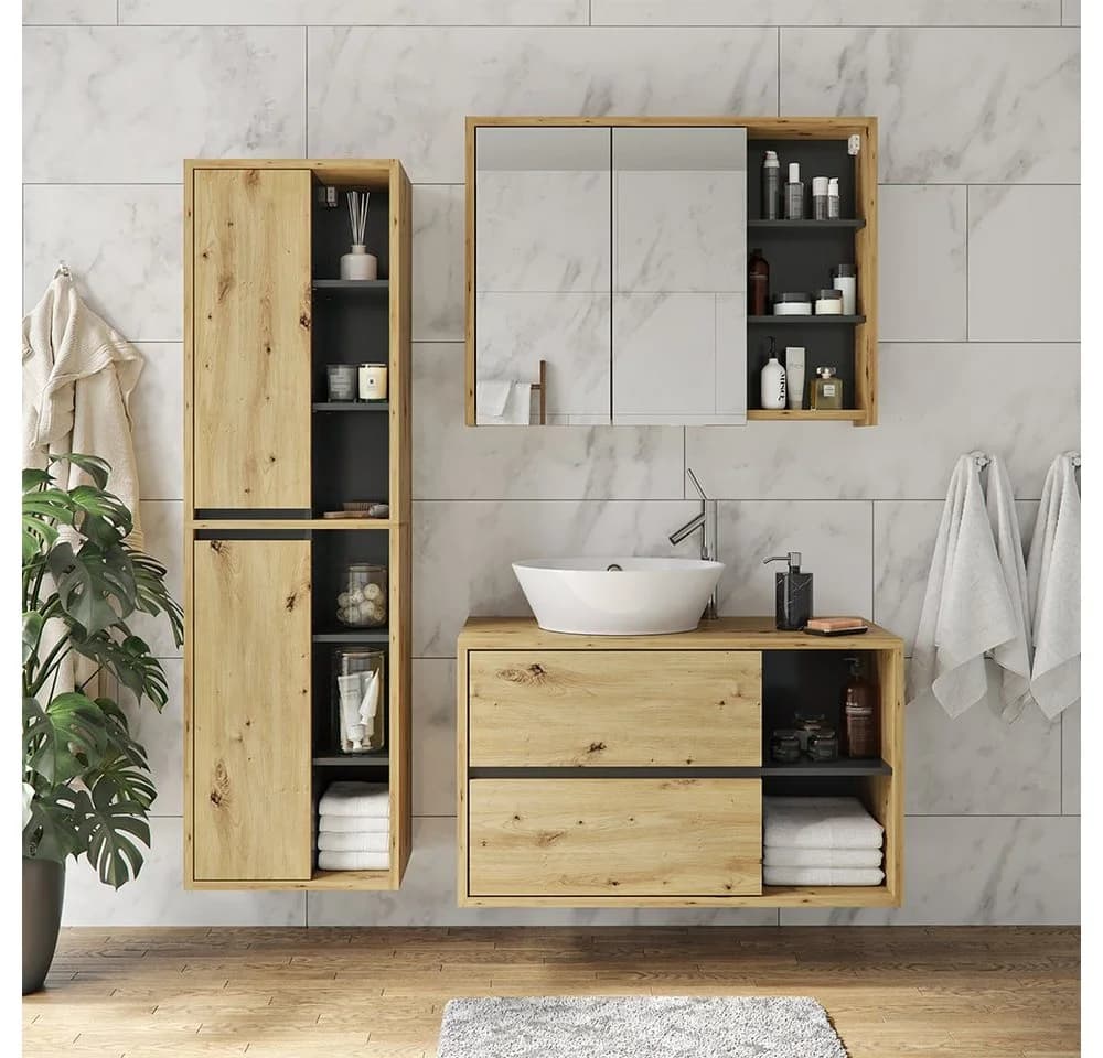 Vicco Waschbeckenunterschrank Viola Eiche/Anthrazit Modern - Bild 5