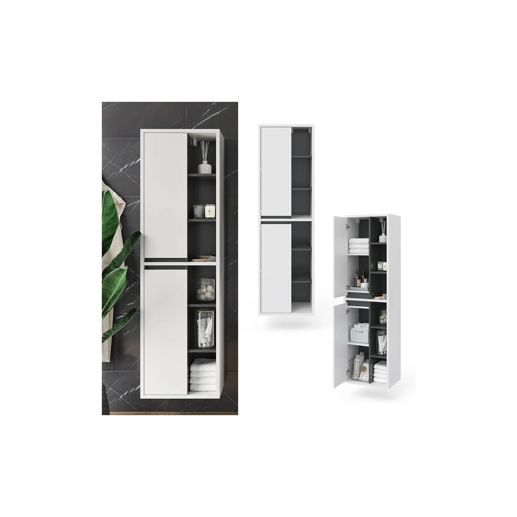 Vicco Badschrank Viola Weiß Anthrazit 2 Türen Wandmontage