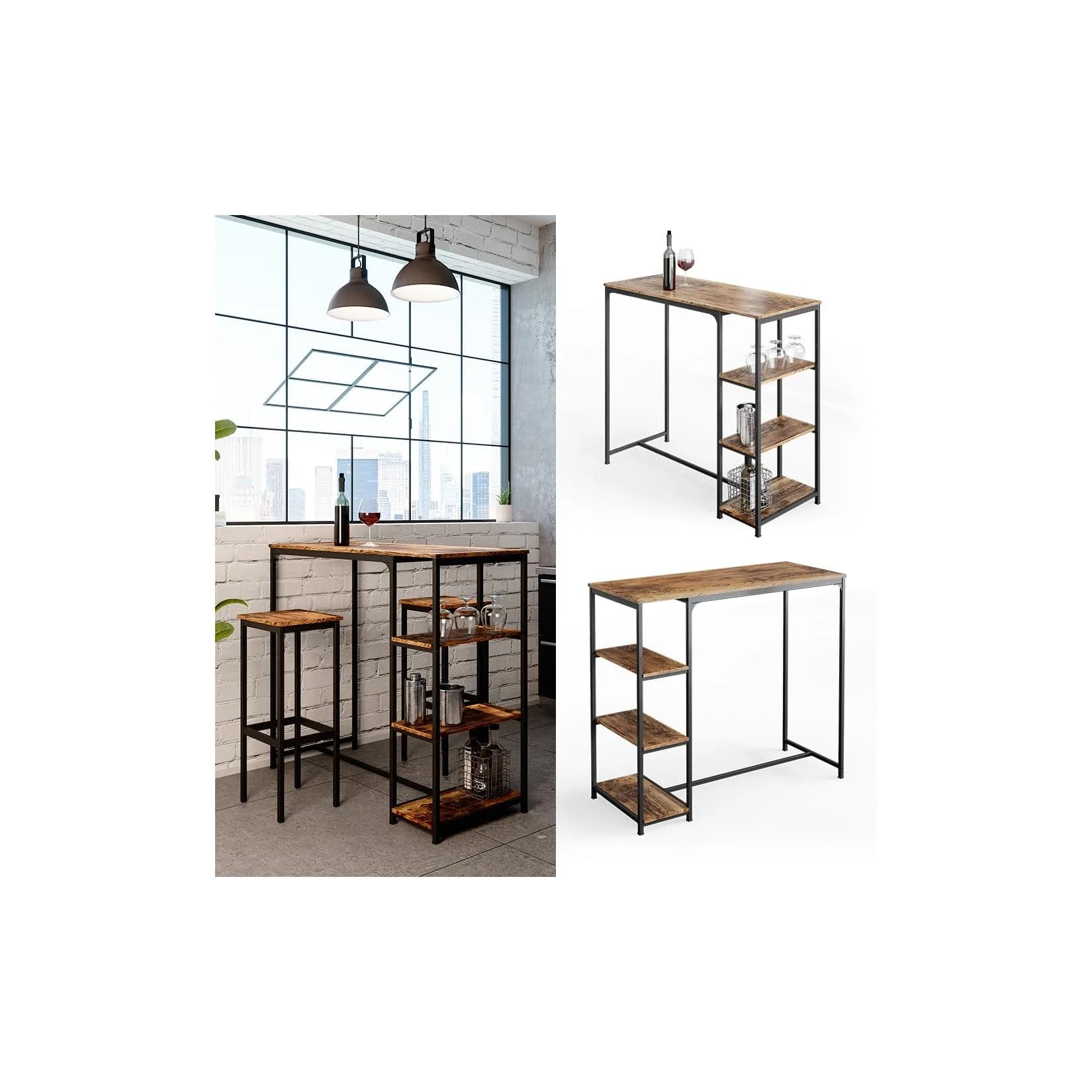 Vicco Bartisch Fyrk mit 3 Ablagen - Antikholz-Optik