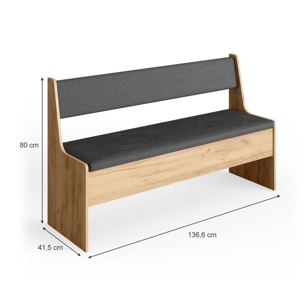 Vicco Eckbank Roman mit Truhe Goldkraft Eiche/Anthrazit - Bild 4