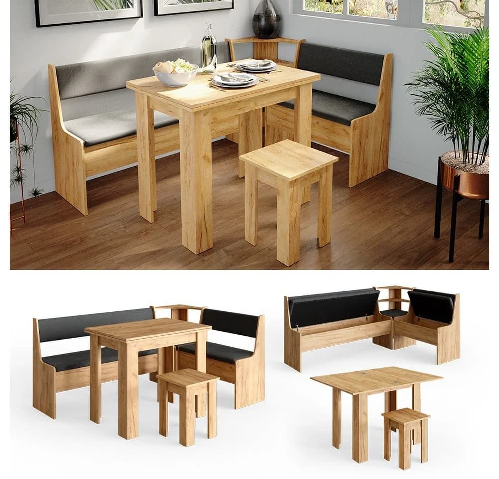 Vicco Eckbankgruppe Roman Eiche/Anthrazit 5-tlg. mit Tisch - Bild 4