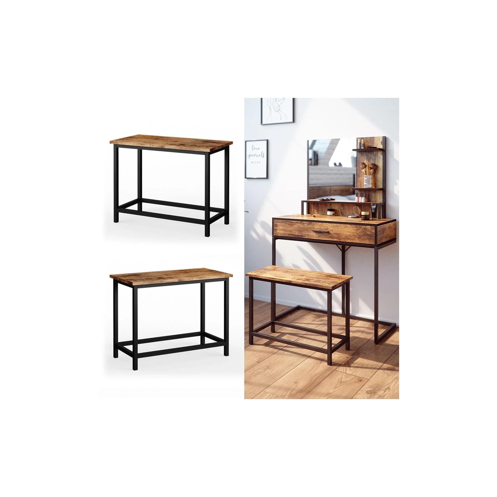 Vicco Sitzbank Fyrk Holz-Optik Metallgestell 60cm