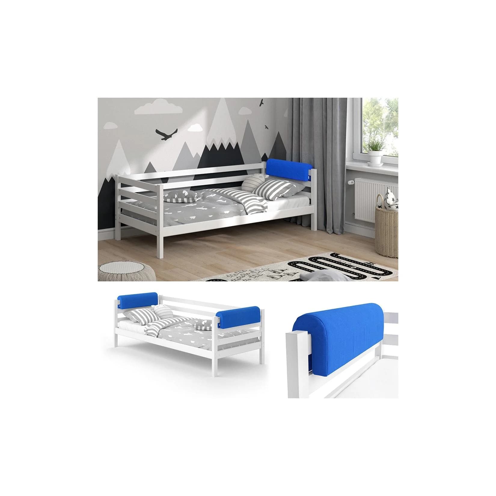 Vitalispa Bettkantenschutz Kinderbett Blau - Polyester & Schaumstoff