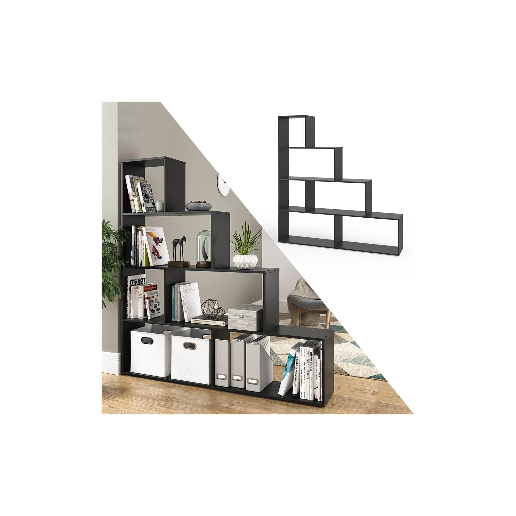 Vicco Treppenregal ASYM Raumteiler Schwarz Skandinavisch