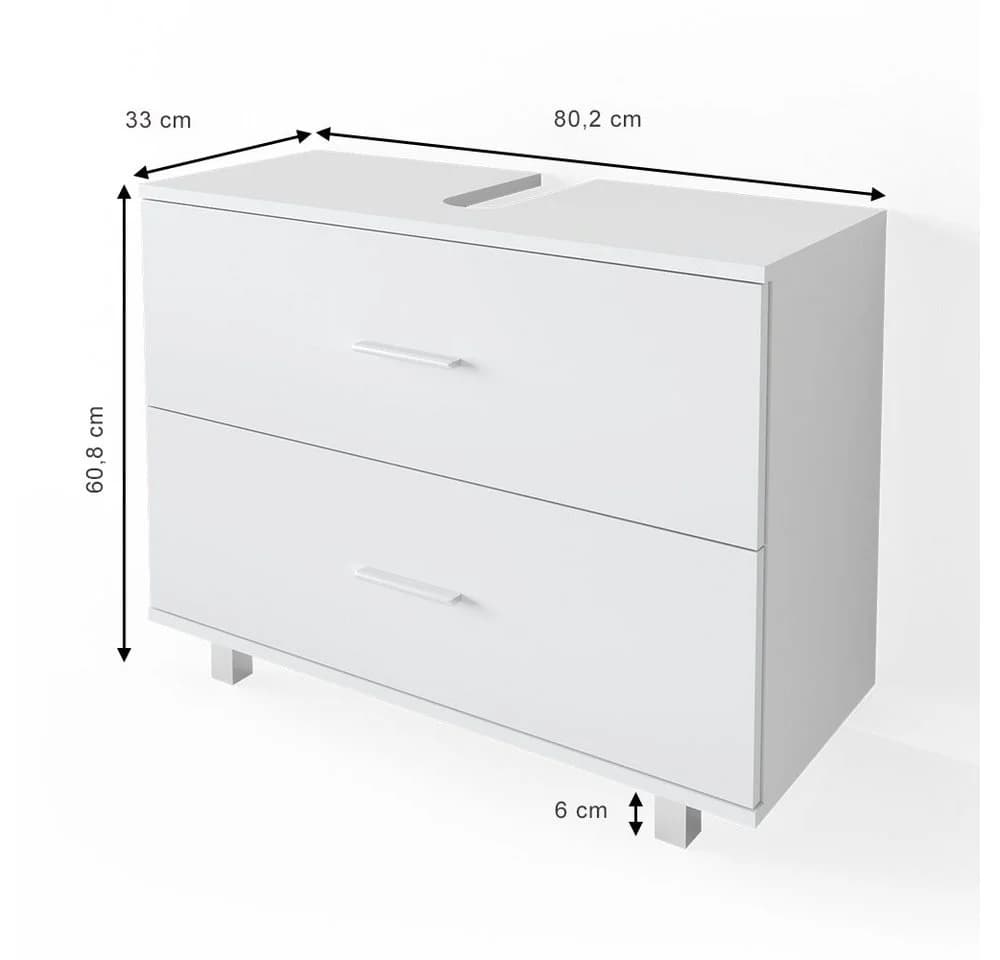 Vicco Waschbeckenunterschrank Ilias Weiß mit 2 Schubladen - Bild 4