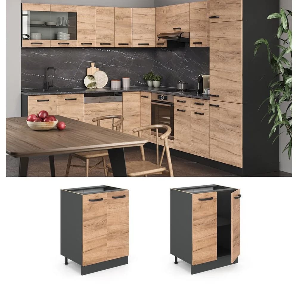 Vicco Unterschrank R-Line Goldkraft Eiche Anthrazit 60 cm - Bild 4