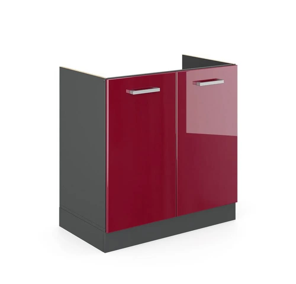 Vicco Spülenunterschrank R-Line Rot Hochglanz Anthrazit - Bild 3