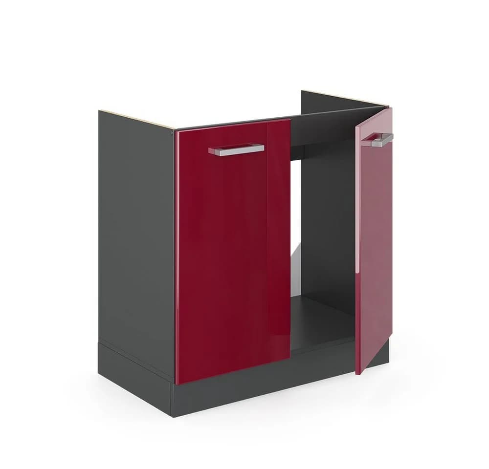 Vicco Spülenunterschrank R-Line Rot Hochglanz Anthrazit - Bild 5