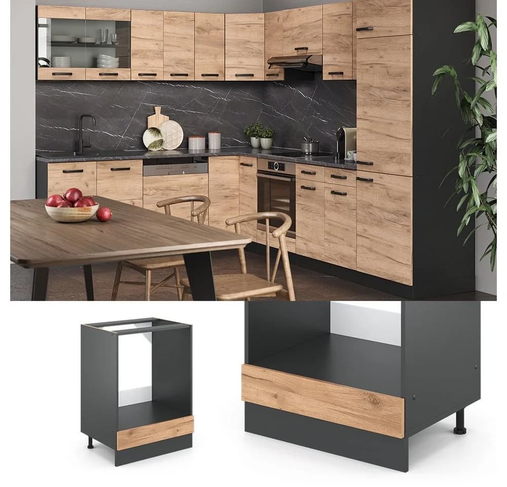 Vicco Herdumbauschrank R-Line Anthrazit Goldkraft Eiche 60 cm - Bild 4