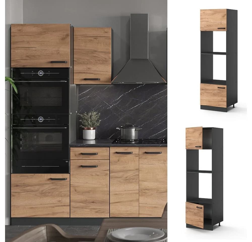 Vicco Mikrowellenumbauschrank R-Line Anthrazit/Goldkraft Eiche - Bild 2