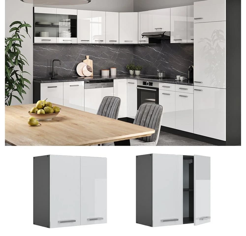 Vicco Hängeschrank R-Line Weiß Hochglanz Anthrazit 60 cm - Bild 2