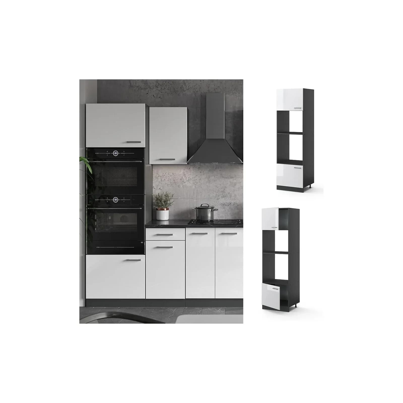 VICCO R-Line Küchenschrank Anthrazit Mikrowellenumbau