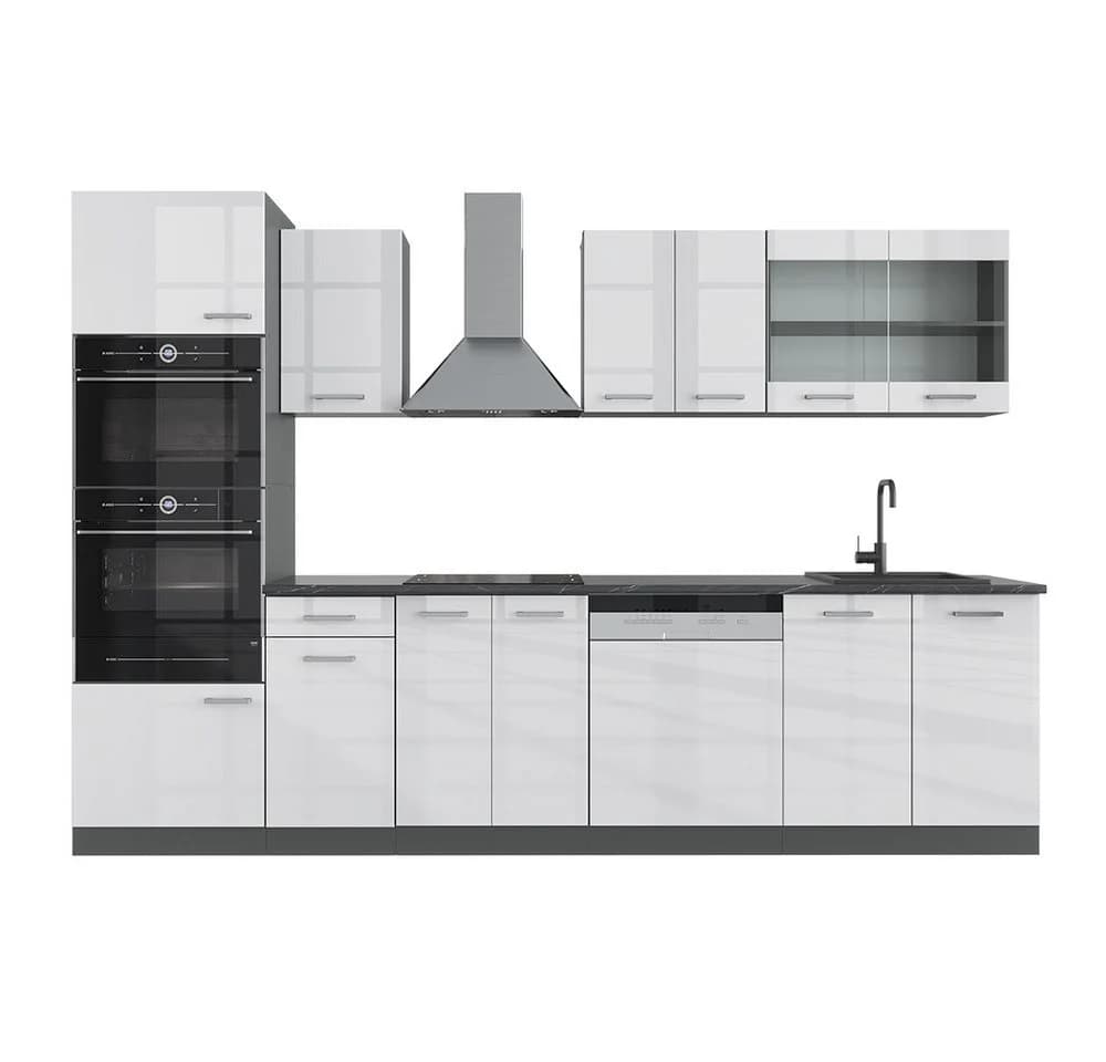 Vicco Küchenzeile R-Line 300 cm Weiß Hochglanz Anthrazit - Bild 3