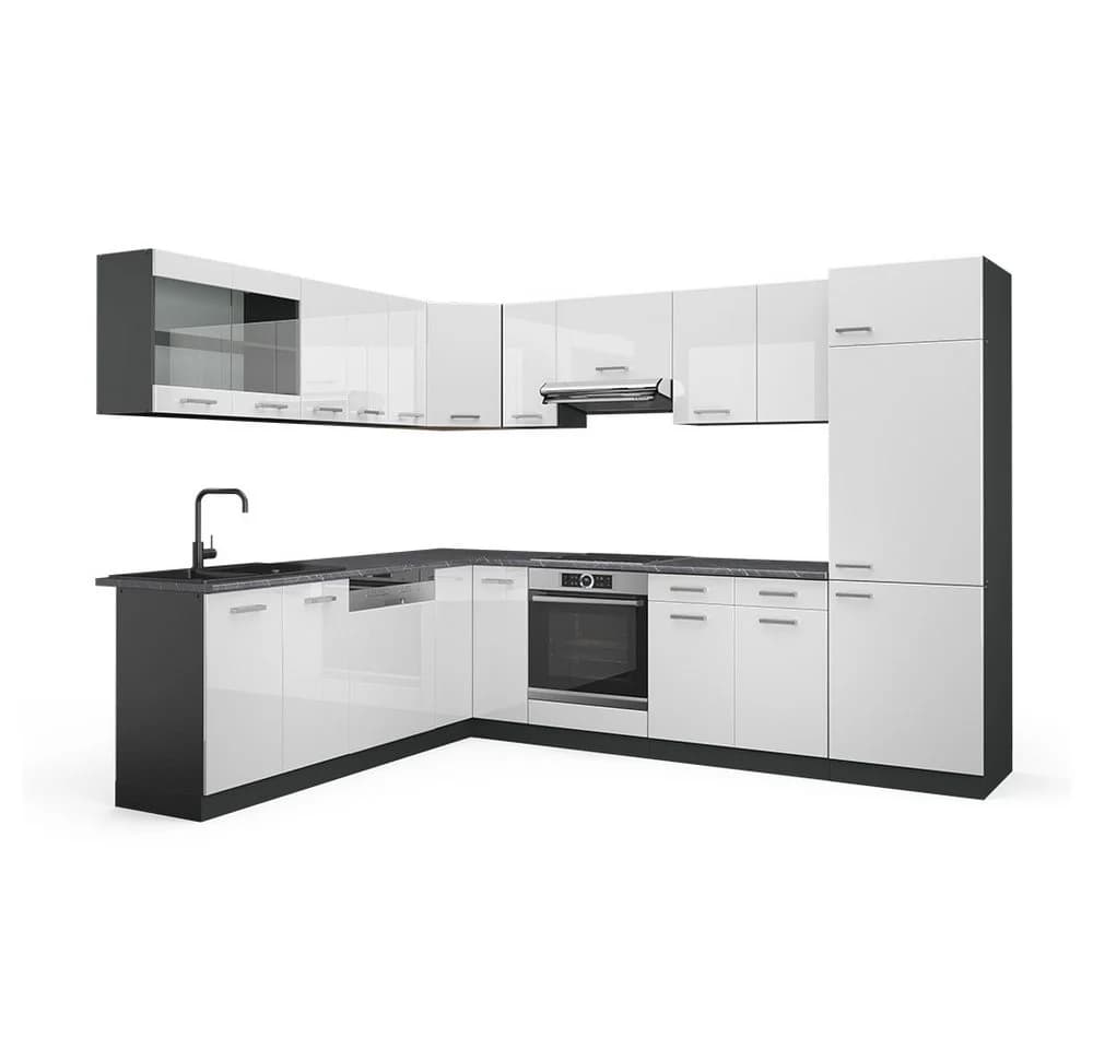 Vicco Winkelküche R-Line Weiß Hochglanz Anthrazit L-Form - Bild 3