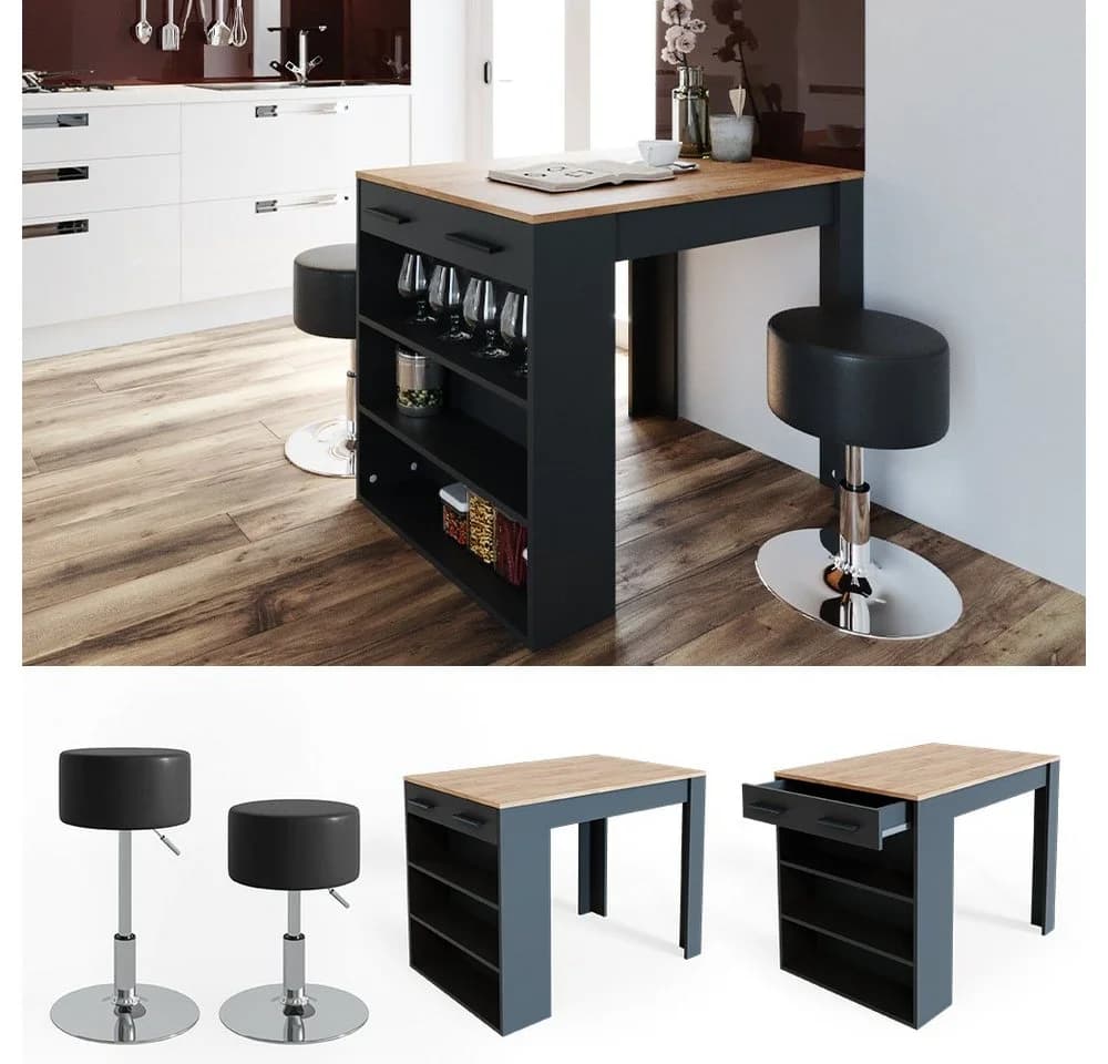 Vicco Bartisch Repose mit 2 Hockern Anthrazit Eiche - Bild 4