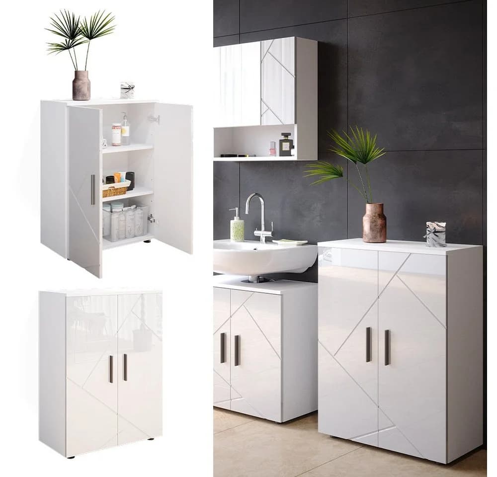 Vicco Midischrank Irma Weiß Hochglanz Badmöbel - Bild 2