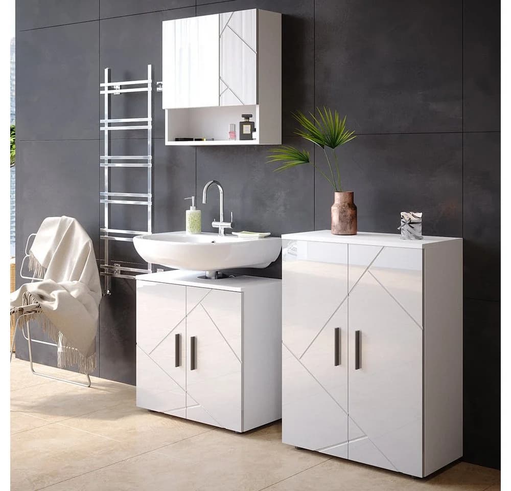 Vicco Midischrank Irma Weiß Hochglanz Badmöbel - Bild 5